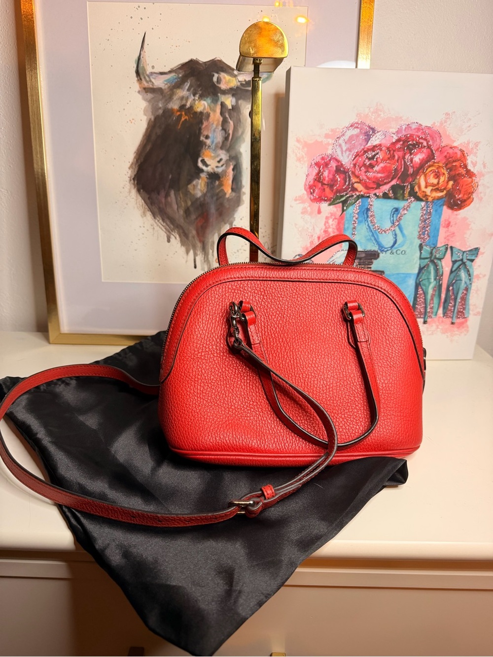 Authentic Gucci Red Pebbled Leather Bag